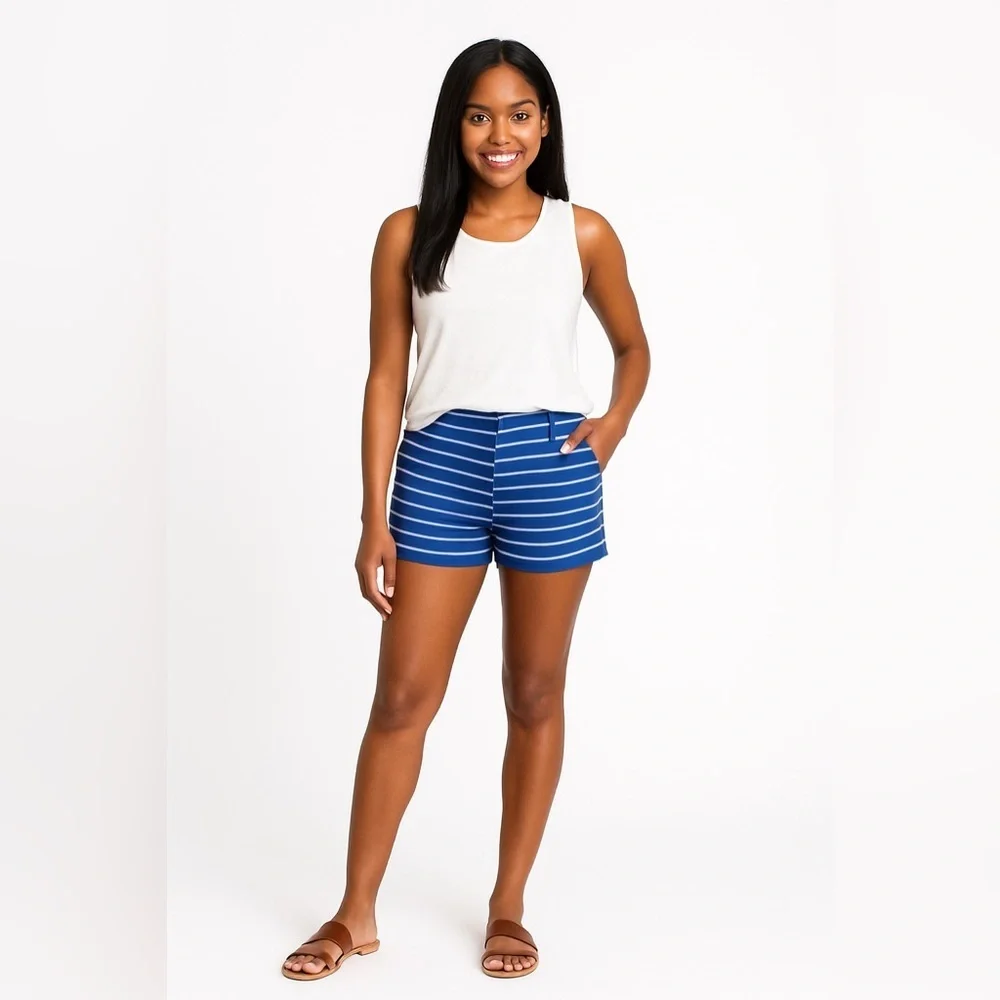 Old Navy Blue and White Striped High Waist Shorts